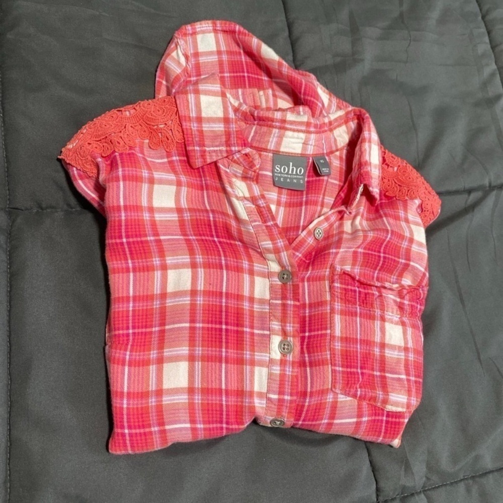 NY & Co Pink Plaid Shirt - Picture 7 of 7